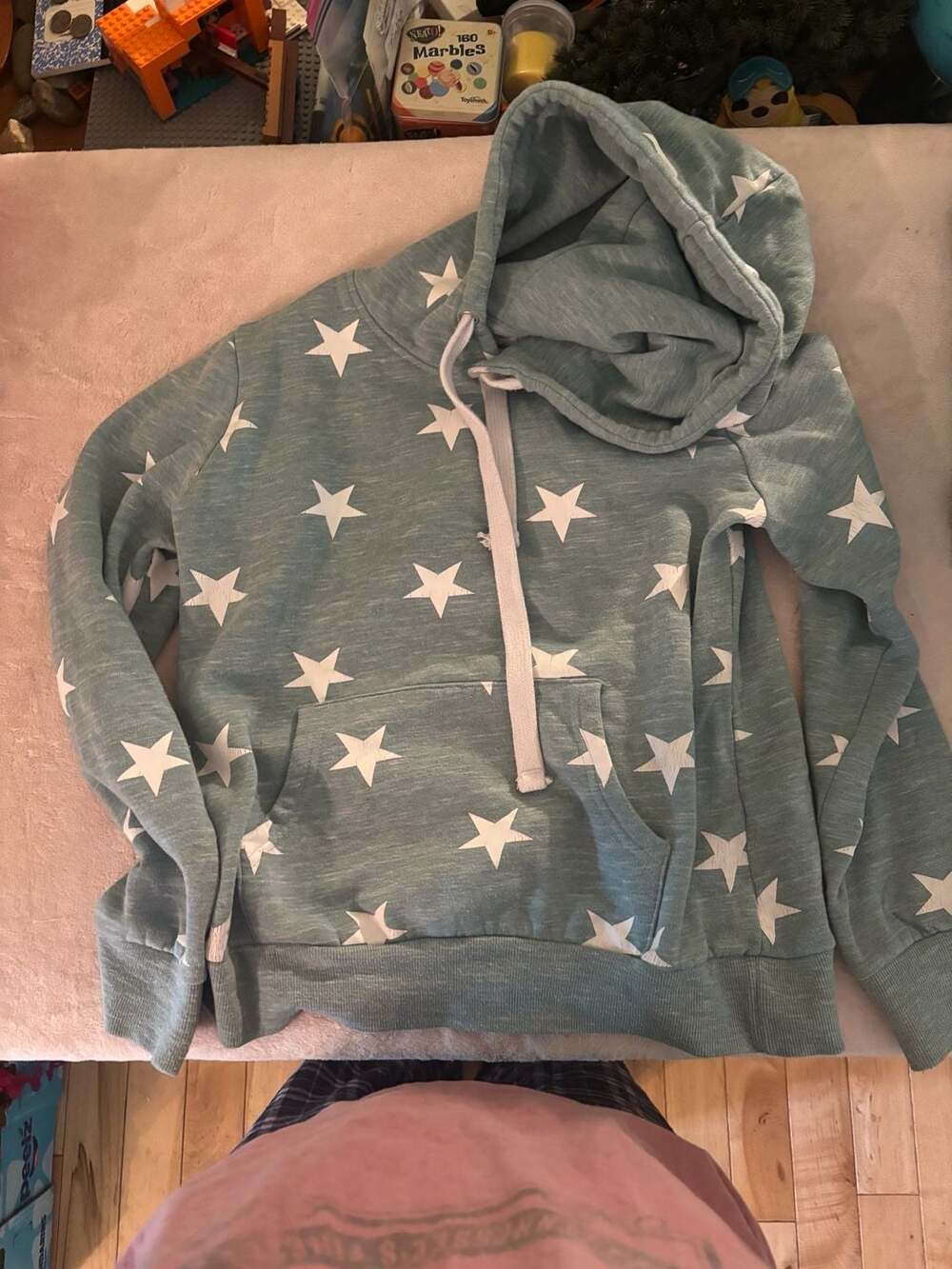 Reflex Star Print Pullover Hoodie Size L Blue White